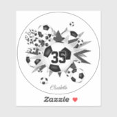 Meisjes naam op zwart wit voetbal blowout sticker (Vel)