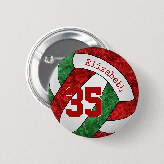 Meisjes naam rood groen volleybal team kleuren ronde button 5,7 cm (Voorkant /achterkant)