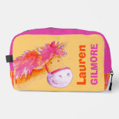 Meisjes naam schattig pony waterverf sinaasappel r toilettasje (Voorkant)