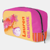 Meisjes naam schattig pony waterverf sinaasappel r toilettasje (Rechterhoek)