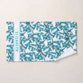 Meisjes naam turquoise volleyballen patroon bad handdoek (Handdoek)