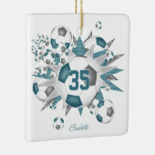 meisjes naam voetballen sterren blauwgroen grijs keramisch ornament (Rechts)