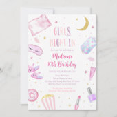 Meisjes Nacht in Slumber Party Roze Tween Verjaard Kaart (Voorkant)