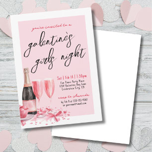 Meisjes Nacht Roze Champagne Galentine's Day Kaart