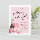 Meisjes Nacht Roze Champagne Galentine's Day Kaart (Staand voorkant)