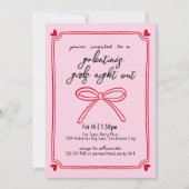 Meisjes Nacht Roze en Rode Galentijn's Dag Kaart (Voorkant)