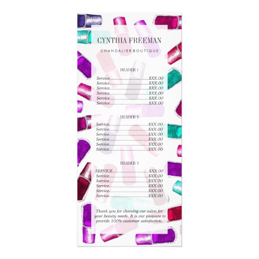 Meisjes Nail Poolse gekleurde Waterverf Reclamekaart (Voorkant)