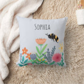 Meisjes Natuur Schattigee Whimsical Bee en Bloemen Kussen (Deken)
