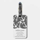 Meisjes Nautical Anchors Charcoal Pink gepersonali Bagagelabel (Achterkant verticaal)