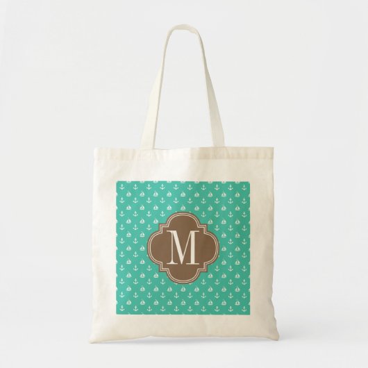 Meisjes Nautical Anchors Turquoise brown personali Tote Bag (Voorkant)