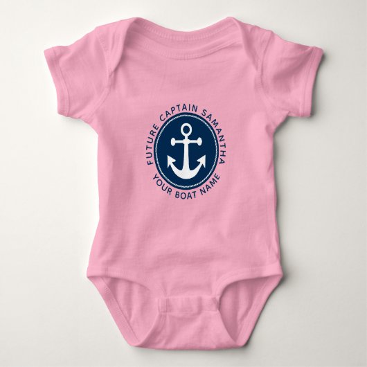 Meisjes Nautisch Anker Touw Navy Kapitein Boot Naa Romper (Voorkant)