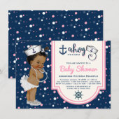 Meisjes Nautisch Baby shower Afro-Amerikaans Kaart (Voorkant / Achterkant)