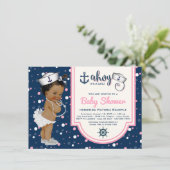 Meisjes Nautisch Baby shower Afro-Amerikaans Kaart (Staand voorkant)