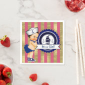Meisjes Navy Roze Goud Nautisch Baby shower Servetten (Insitu)