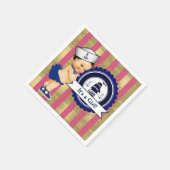 Meisjes Navy Roze Goud Nautisch Baby shower Servetten (Hoek)