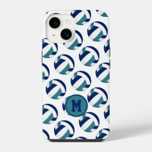 meisjes navyblauw turquoise volleybal patroon iPhone 14 hoesje
