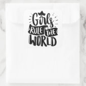 meisjes nemen de wereldsticker over vierkante sticker (Tas)