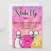 Meisjes Neon Roze Bowling Tie Dye Party Kaart (Voorkant)