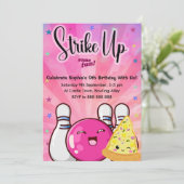 Meisjes Neon Roze Bowling Tie Dye Party Kaart (Staand voorkant)