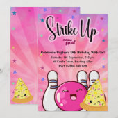 Meisjes Neon Roze Bowling Tie Dye Party Kaart (Voorkant / Achterkant)