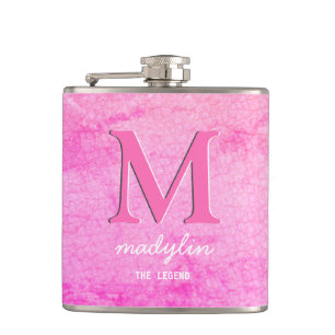Meisjes Nep Leer Roze Monogram Naam Heupfles