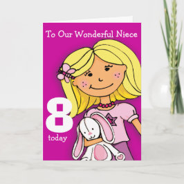 Meisjes Nichtje 8e verjaardagskaart girlie paarse Kaart