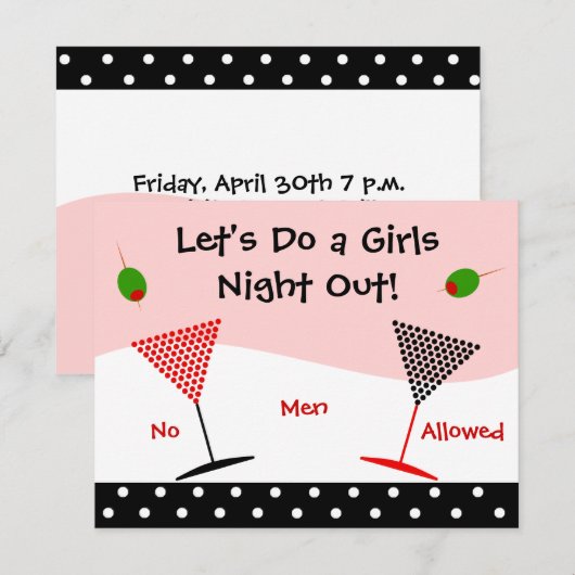 Meisjes Night Out Bachelorette Kaart (Voorkant / Achterkant)