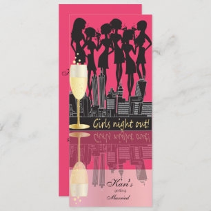 Meisjes Night Out, Bachelorette Party - Hot Pink Kaart