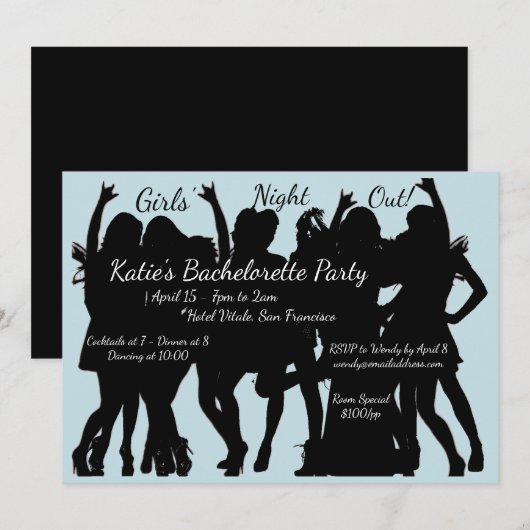 Meisjes Night Out Bachelorette Party Kaart (Voorkant / Achterkant)