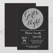 Meisjes Night Out Black en Silver Glitter Kaart (Voorkant / Achterkant)