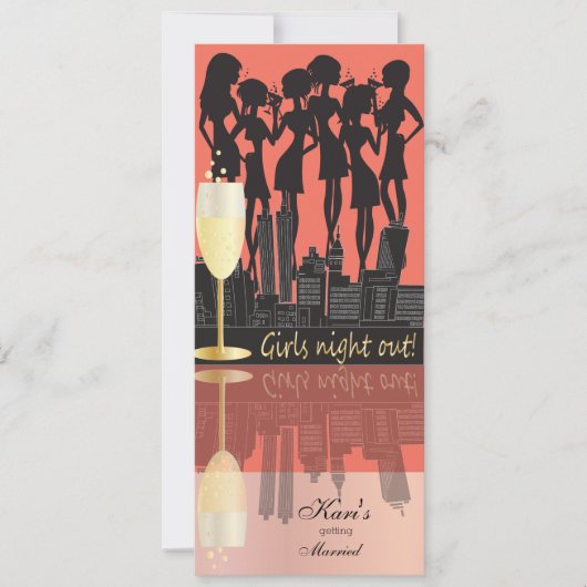Meisjes Night Out, feest op de stad - Koraalstrand Kaart (Voorkant)