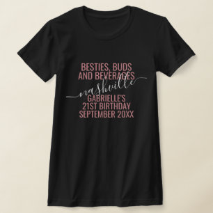 Meisjes Night Out Trip Custom Funny Pink Black T-shirt