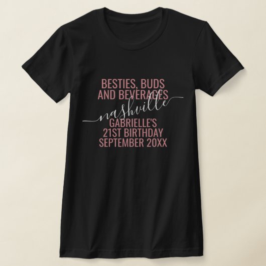 Meisjes Night Out Trip Custom Funny Pink Black T-shirt (Laagn)