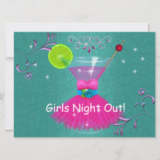 Meisjes Night OUT Uitnodigingen met Dress & Cosmo