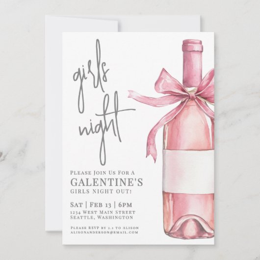 Meisjes Night Pink Galentine's Day Kaart (Voorkant)