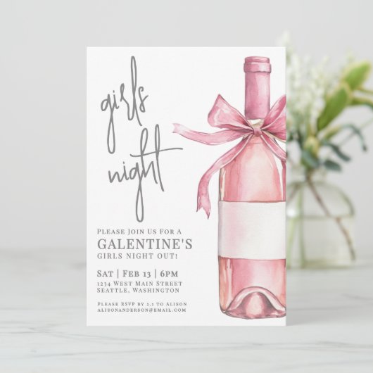 Meisjes Night Pink Galentine's Day Kaart (Staand voorkant)