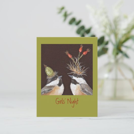 Meisjes-Night-uitnodiging briefkaart (Staand voorkant)