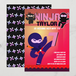 Meisjes NINJA FILM STER KRIGER Tekenfilm Feestje Kaart