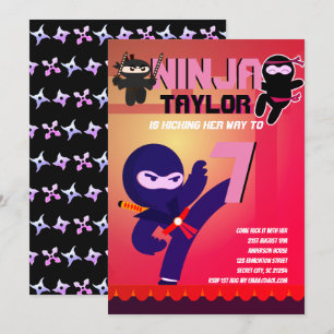 Meisjes NINJA FILM STER KRIGER Tekenfilm Feestje Kaart