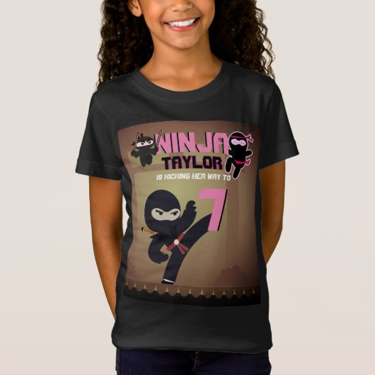 Meisjes NINJA KickingIt Karate Warrior Verjaardag  T-shirt (Voorkant)