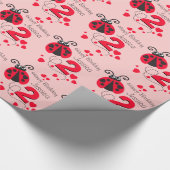 Meisjes noemen 2 ladybug verjaardagscadeau gepatte cadeaupapier (Hoek)