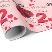 Meisjes noemen 2 ladybug verjaardagscadeau gepatte cadeaupapier (Rol Hoek)