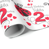 Meisjes noemen 2 ladybug verjaardagscadeau gepatte cadeaupapier (Rol Hoek)