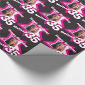 Meisjes noemen 35e verjaardag foto roze zwarte oml cadeaupapier (Hoek)