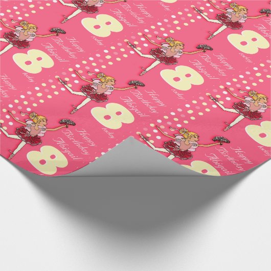 Meisjes noemen 8 ballerina verjaardag gepatenteerd cadeaupapier (Hoek)