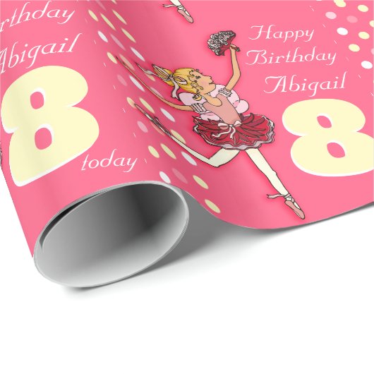 Meisjes noemen 8 ballerina verjaardag gepatenteerd cadeaupapier (Rol Hoek)