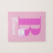 Meisjes noemen aangepaste brief in roze legpuzzel (Horizontaal)