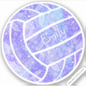 Meisjes noemen Boho bloemenvolleybal paarse volley Sticker (Voorkant)