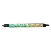 Meisjes noemen Bright Green Gold Glitter Effect Zwarte Inkt Pen (Voorkant)