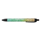 Meisjes noemen Bright Green Gold Glitter Effect Zwarte Inkt Pen (Bodem)